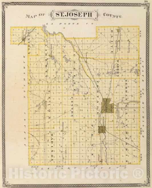 Historic Map : 1876 Map of St. Joseph County. - Vintage Wall Art