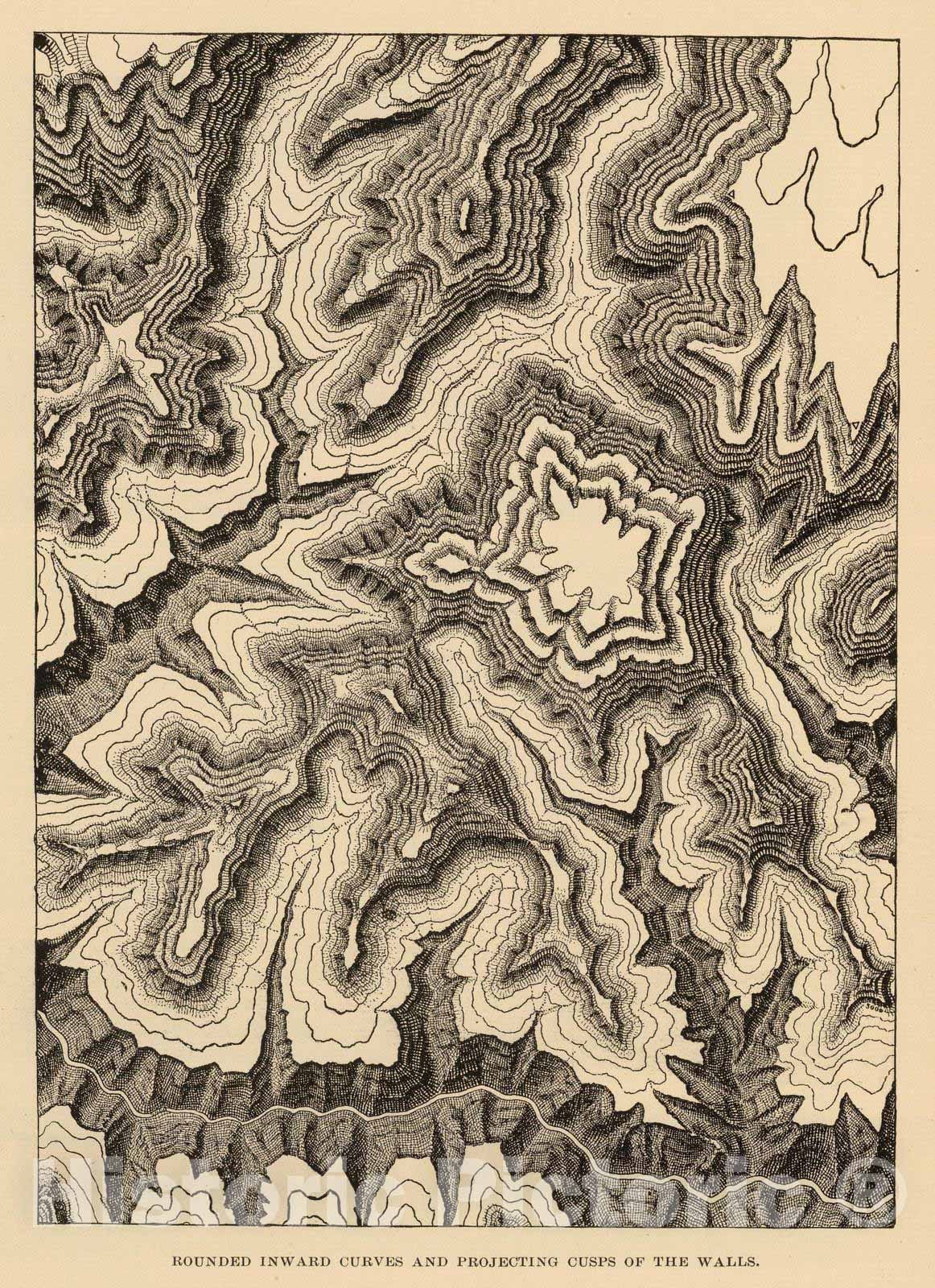 Historic Map : Exploration Book - 1895 Curves, projecting cusps of the walls. - Vintage Wall Art