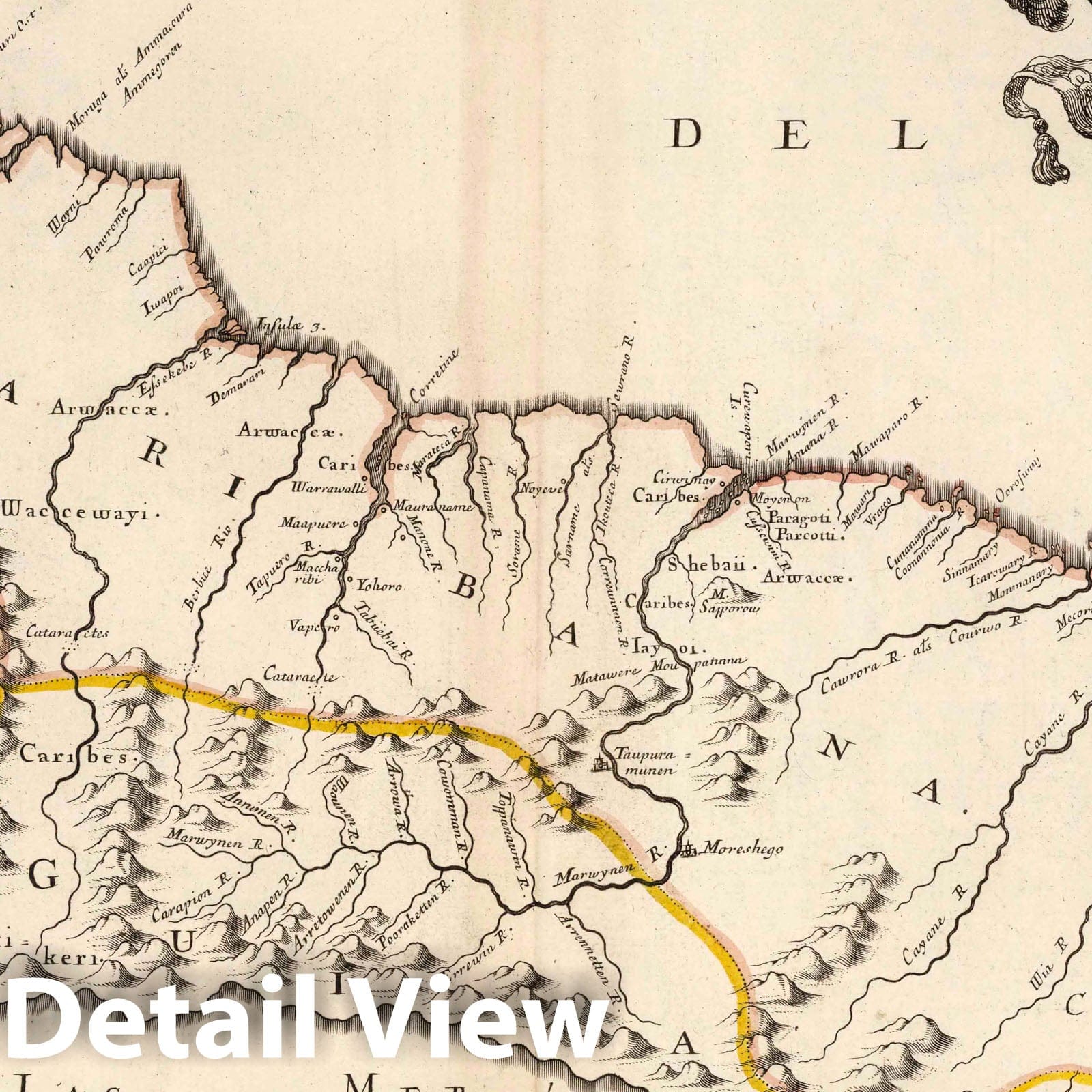Guyana, Suriname, and French Guiana, 1697 - Historical Map Print
