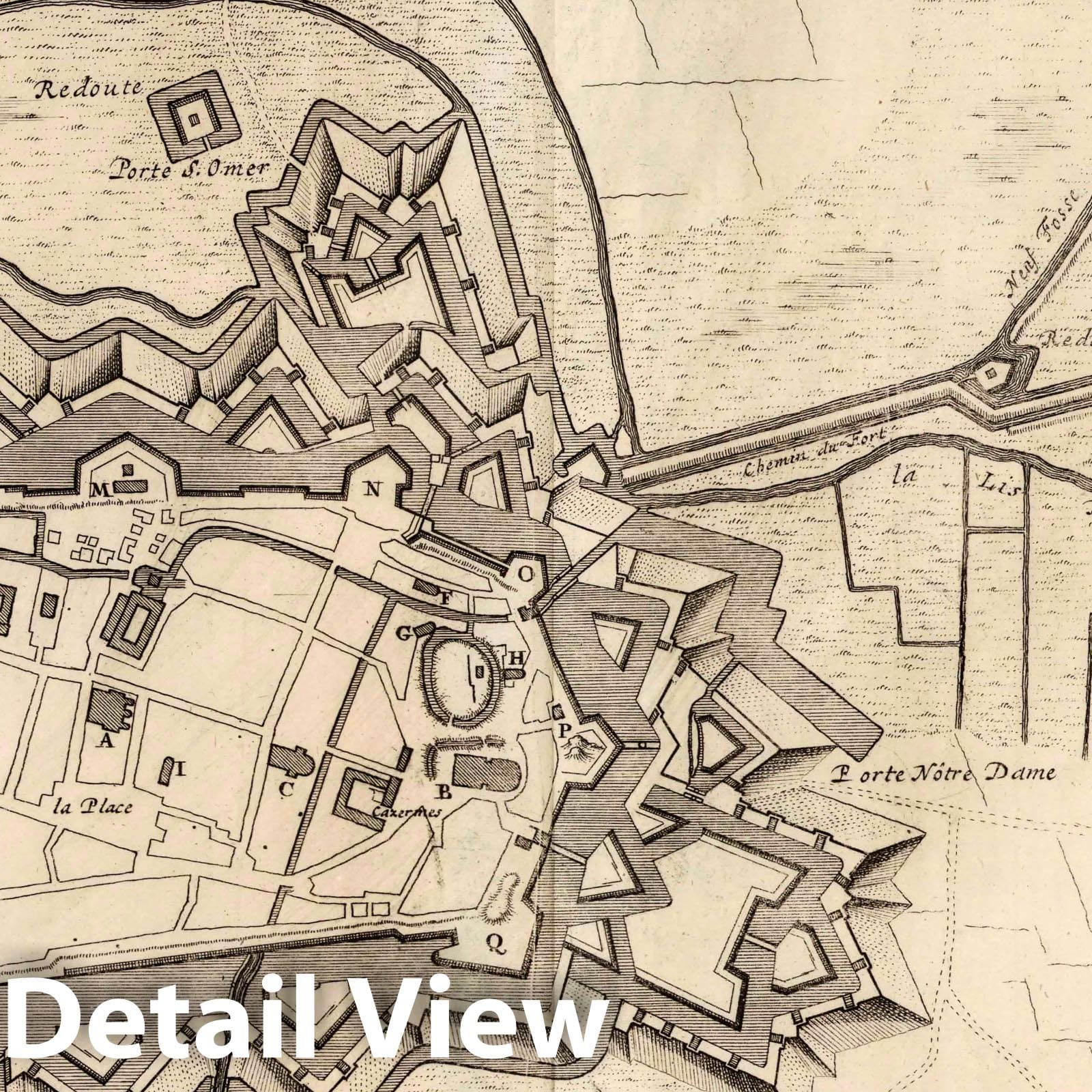 Aire and Fort of St. Francis, Belgium - 1710 Military Map Print