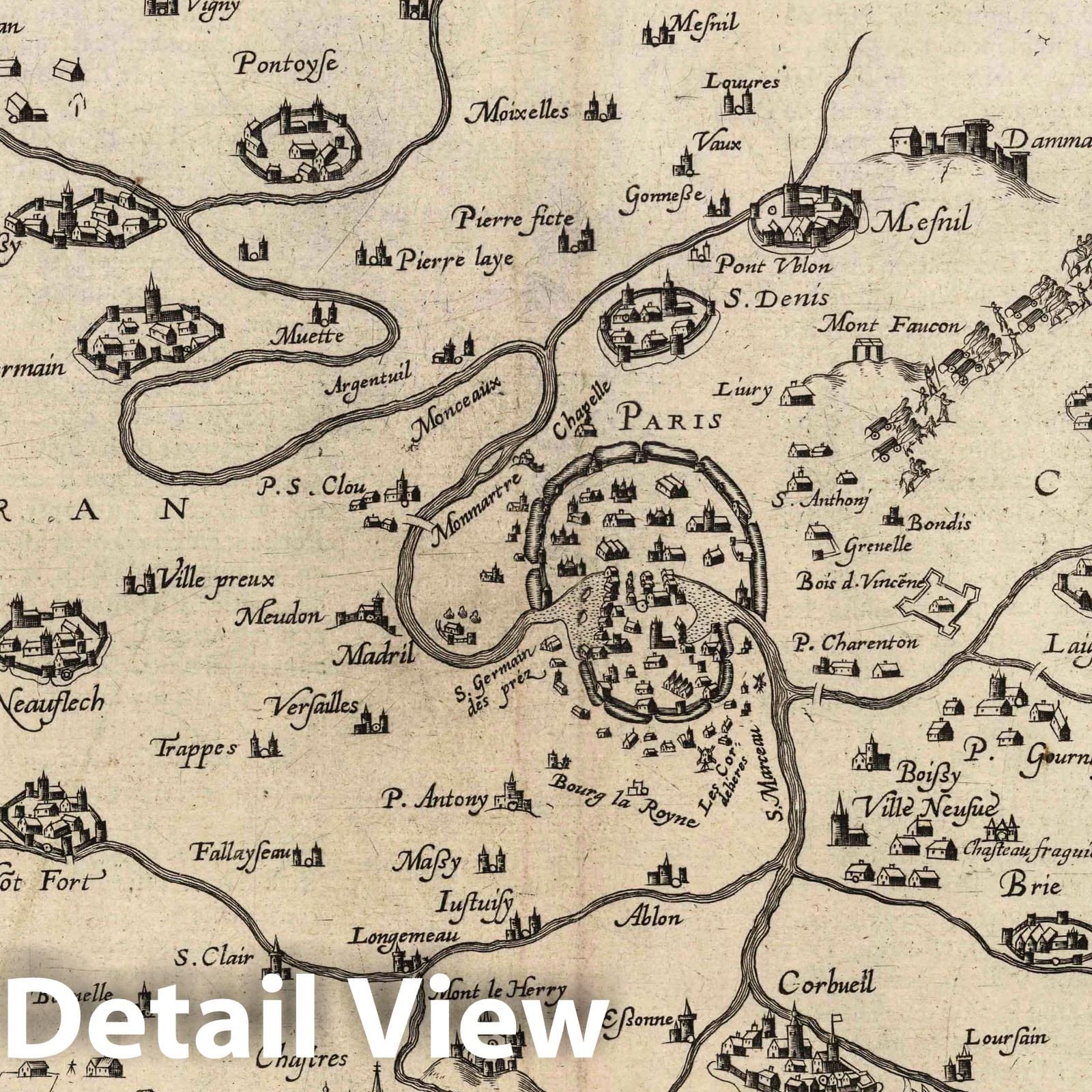 Ile-de-France, France 1632 Historical Map Print