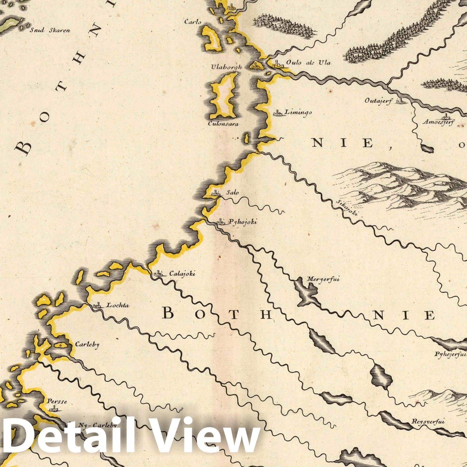 East Bothnia, Finland and Sweden, 1688 - Sanson Historical Map Print
