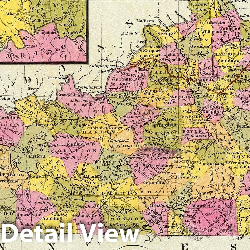 Kentucky Road Map 1846 - Historical Map Print