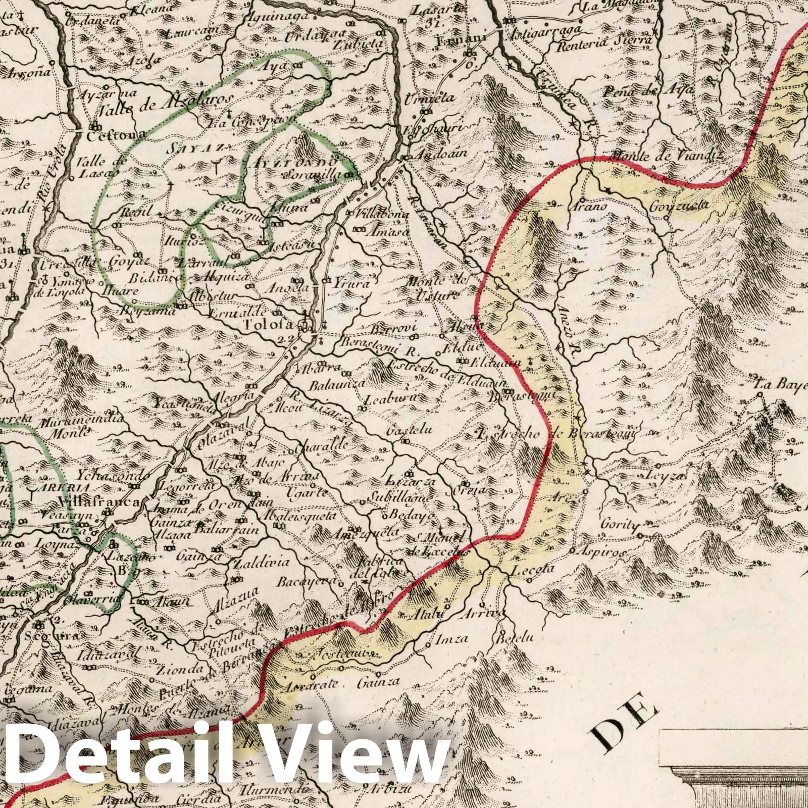 Guipuzcoa Province - Road Map, 1770 - Historical Map Print