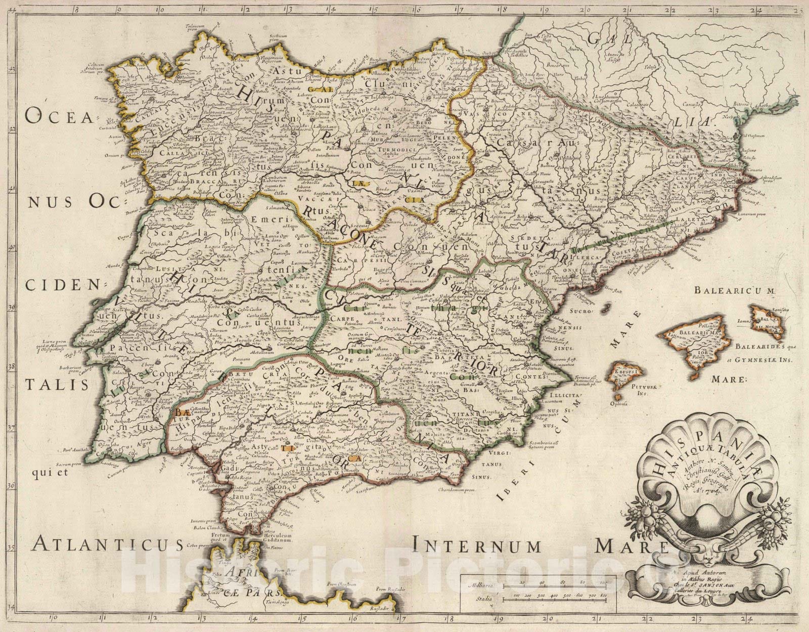 Historic Map : 1704 Ancient Spain. - Vintage Wall Art