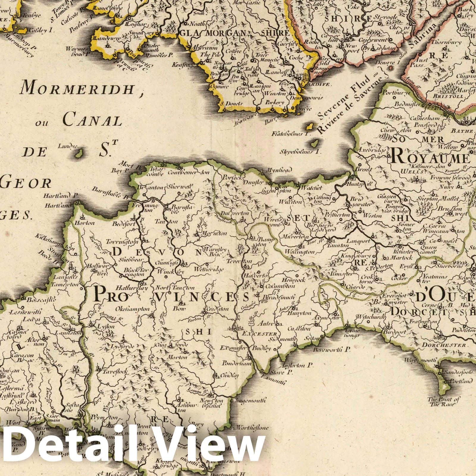 West Provinces of England, formerly Kingdom of Wessex, 1697 - Historical Map Print