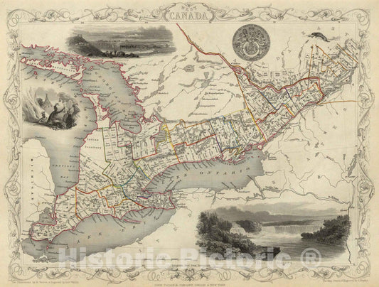 Historic Map : 1851 West Canada. - Vintage Wall Art