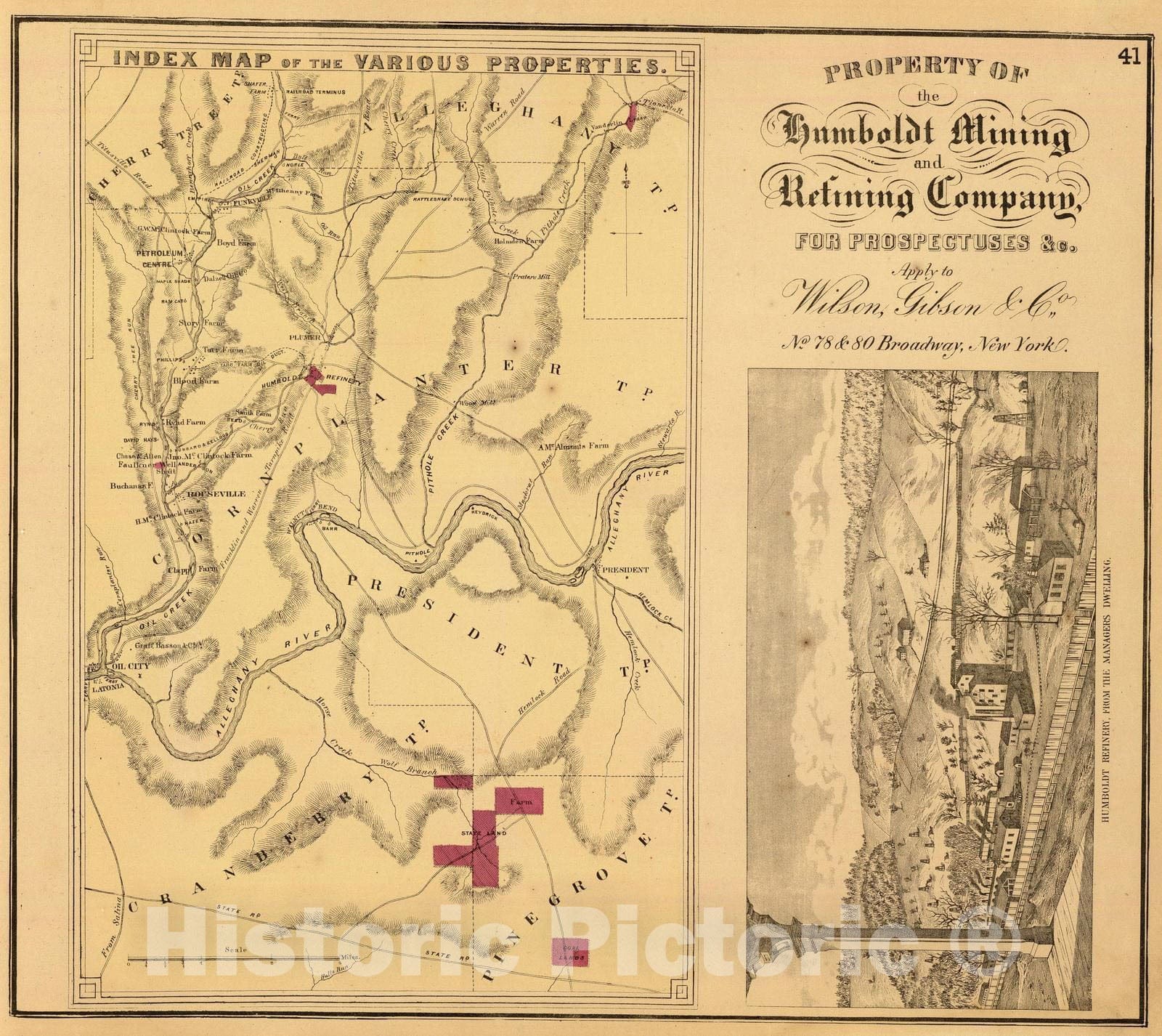 Historic Map : 1865 Humboldt Mining & Ref. Co. - Vintage Wall Art