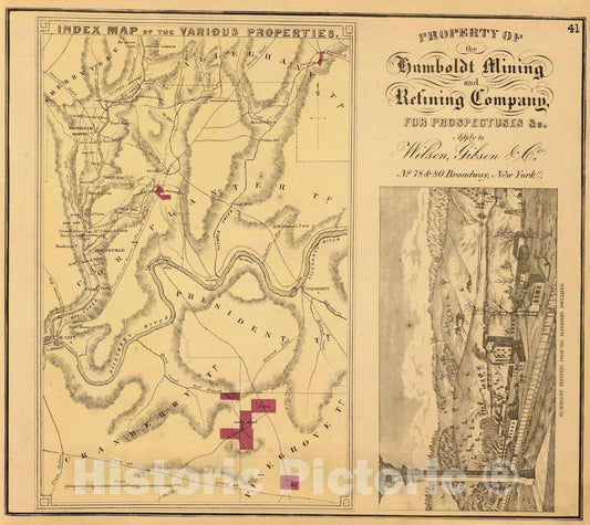 Historic Map : 1865 Humboldt Mining & Ref. Co. - Vintage Wall Art