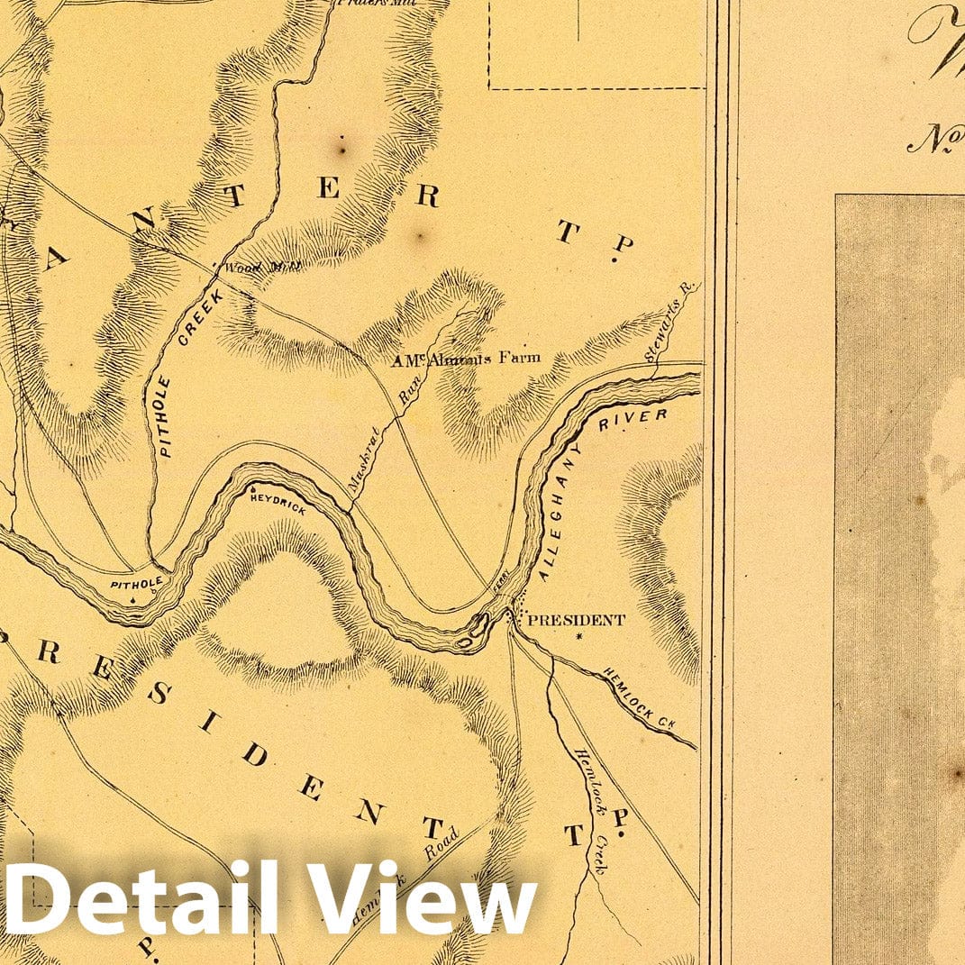 Forest County and Warren County, Pennsylvania Mining Map, 1865 - Historical Map Print