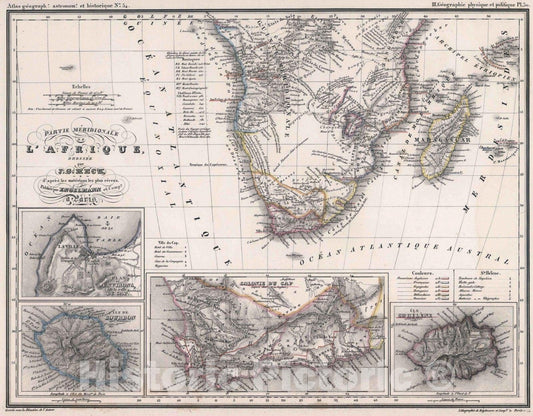 Historic Map : 1833 54. Partie Medridionale de l'Afrique. - Vintage Wall Art
