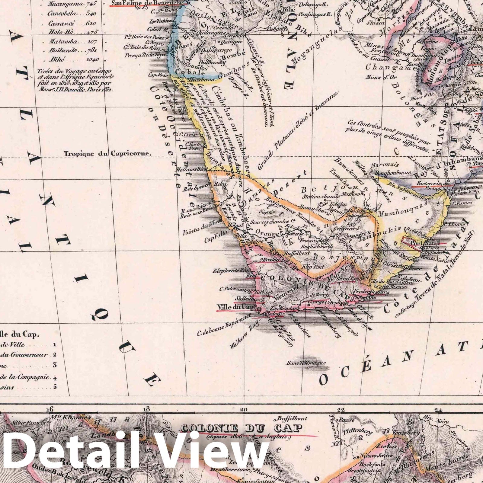 Southern Africa, 1833 - Historical Map Print