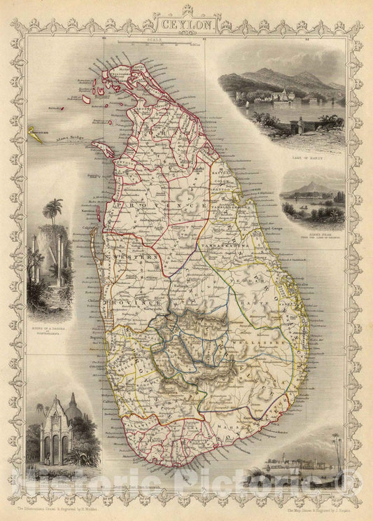 Historic Map : 1851 Ceylon. - Vintage Wall Art