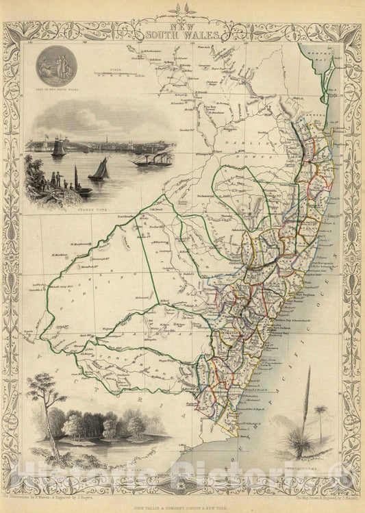 Historic Map : 1851 New South Wales. - Vintage Wall Art
