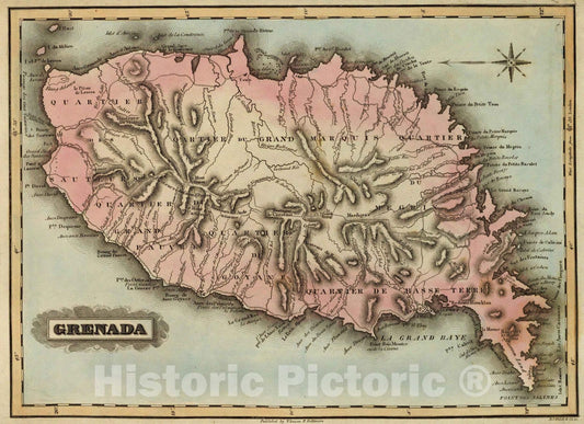 Historic Map : 1823 Grenada. - Vintage Wall Art