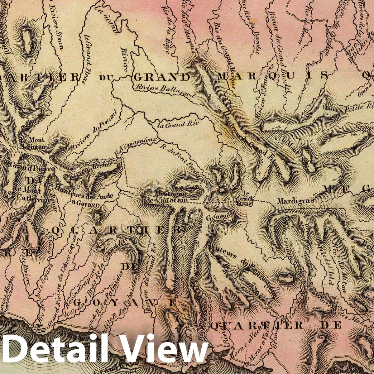 Grenada - River Map, 1823 - Historical Map Print