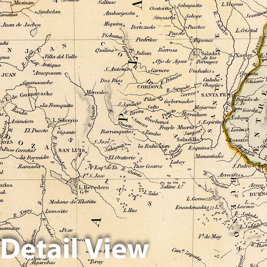 Chile and La Plata - River Map, 1832 - Historical Map Print