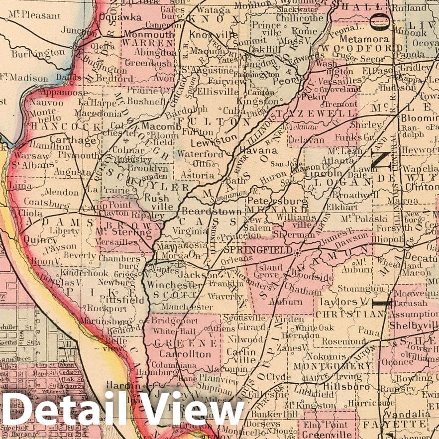 Illinois with Chicago Plan, 1868 - Historical Map Print