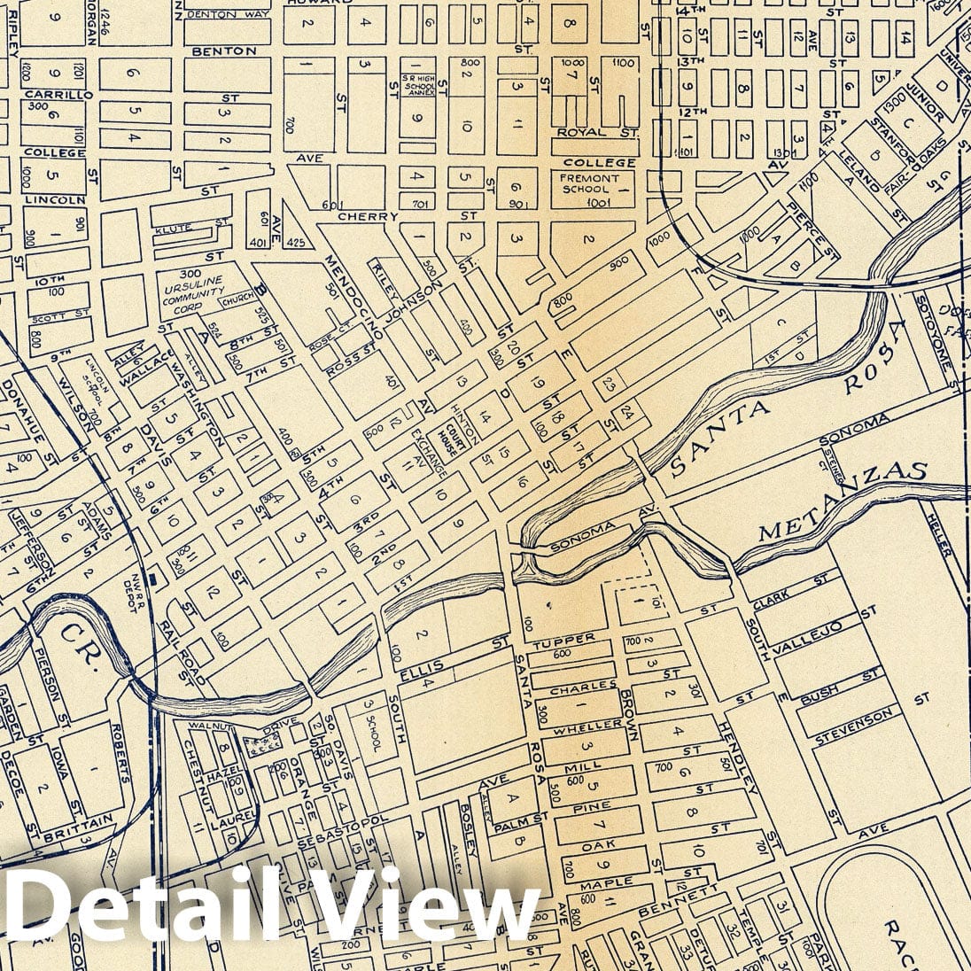 Santa Rosa and Vicinity - Road Map, 1938 - Historical Map Print