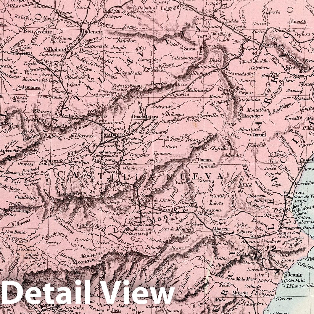 Spain and Portugal - Geologic Map, 1865 - Historical Map Print