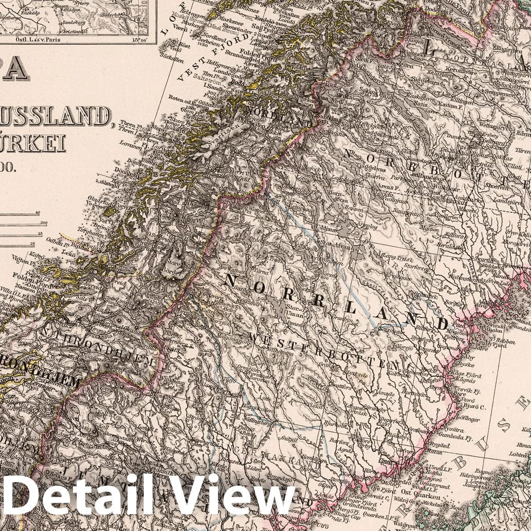 Norway, Sweden, and Finland 1879 Historical Map Print - Stieler's Hand Atlas