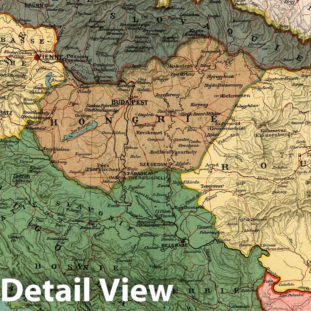 Danube Basin - Political Map, 1921 - Historical Map Print