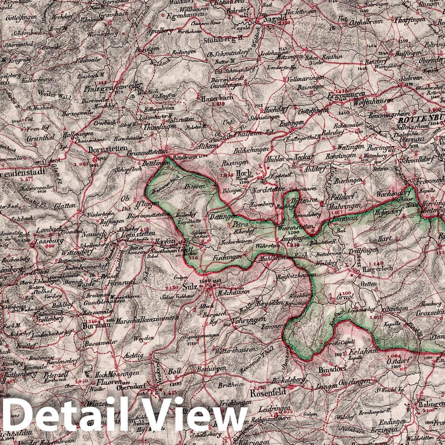 Tübingen - Road Map, 1831 - Historical Map Print