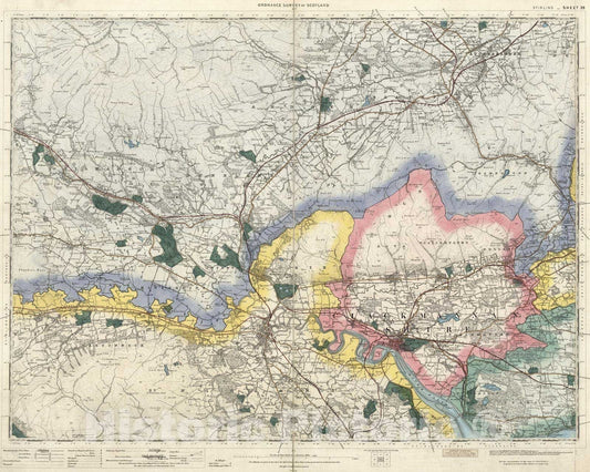 Historic Map : National Atlas - 1897 Volume 1: Sheet 39 - Stirling - Vintage Wall Art