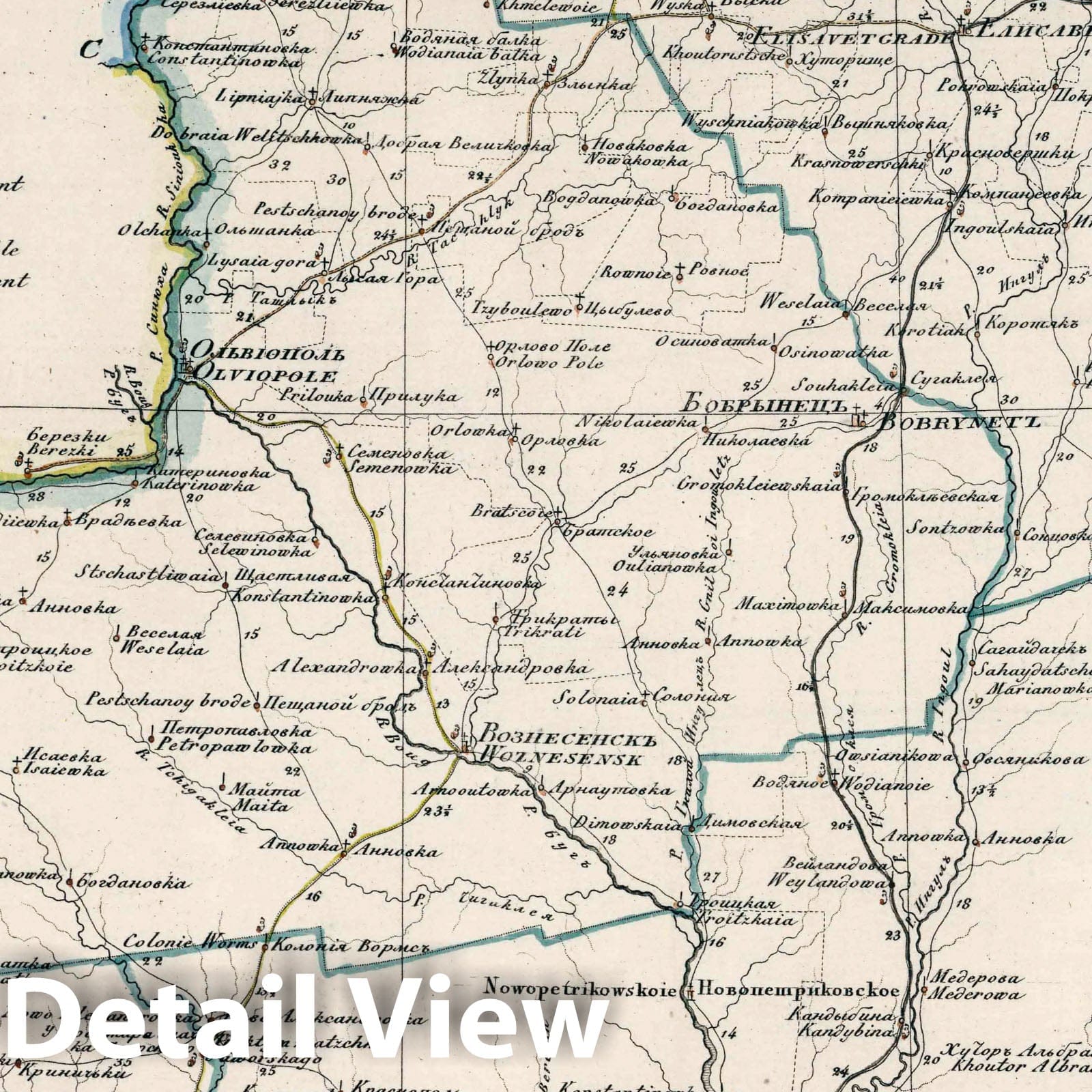 Kherson Governorate - Road Map, 1829 - Historical Map Print