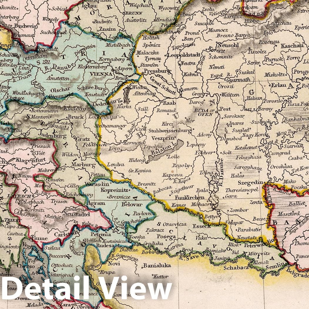 Austrian Empire - River Map, 1832 - Historical Map Reproduction