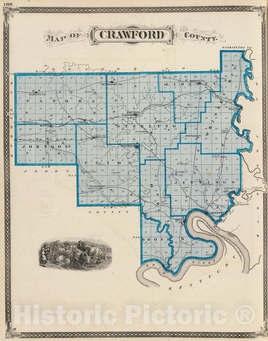 Historic Map : 1876 Map of Crawford County. - Vintage Wall Art