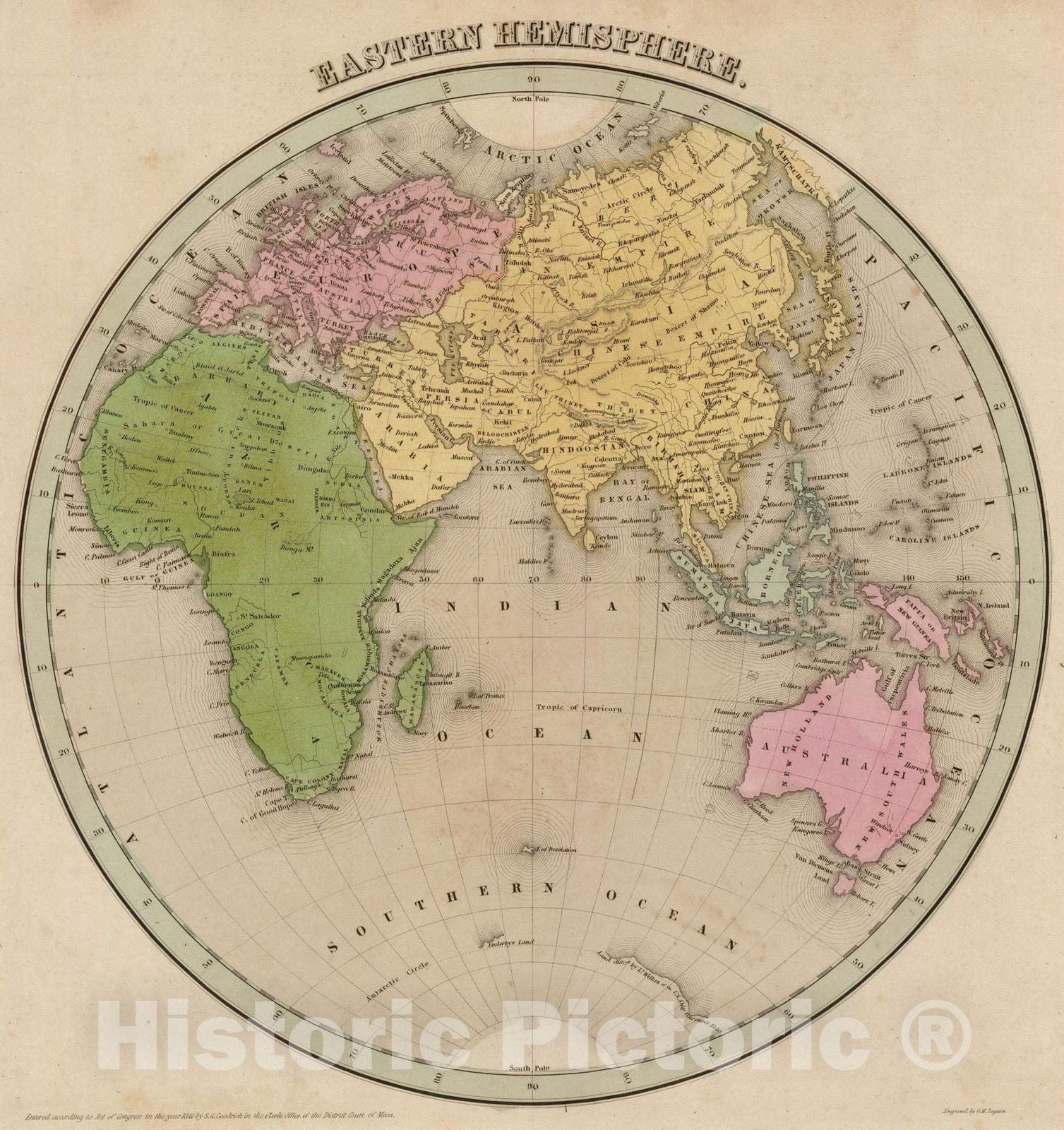 Historic Map : 1841 Eastern Hemisphere. - Vintage Wall Art
