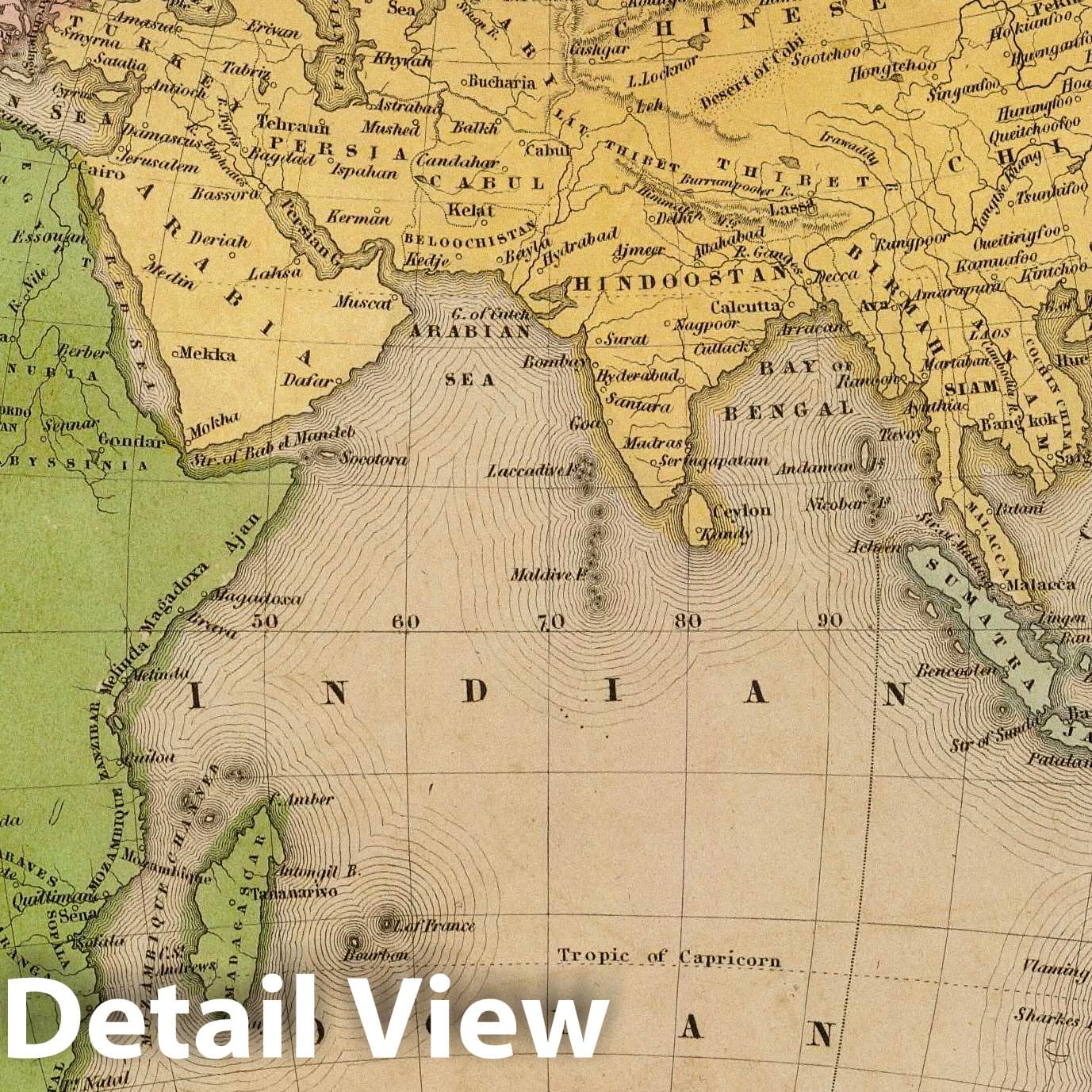 Eastern Hemisphere, 1841 - Historical Map Print