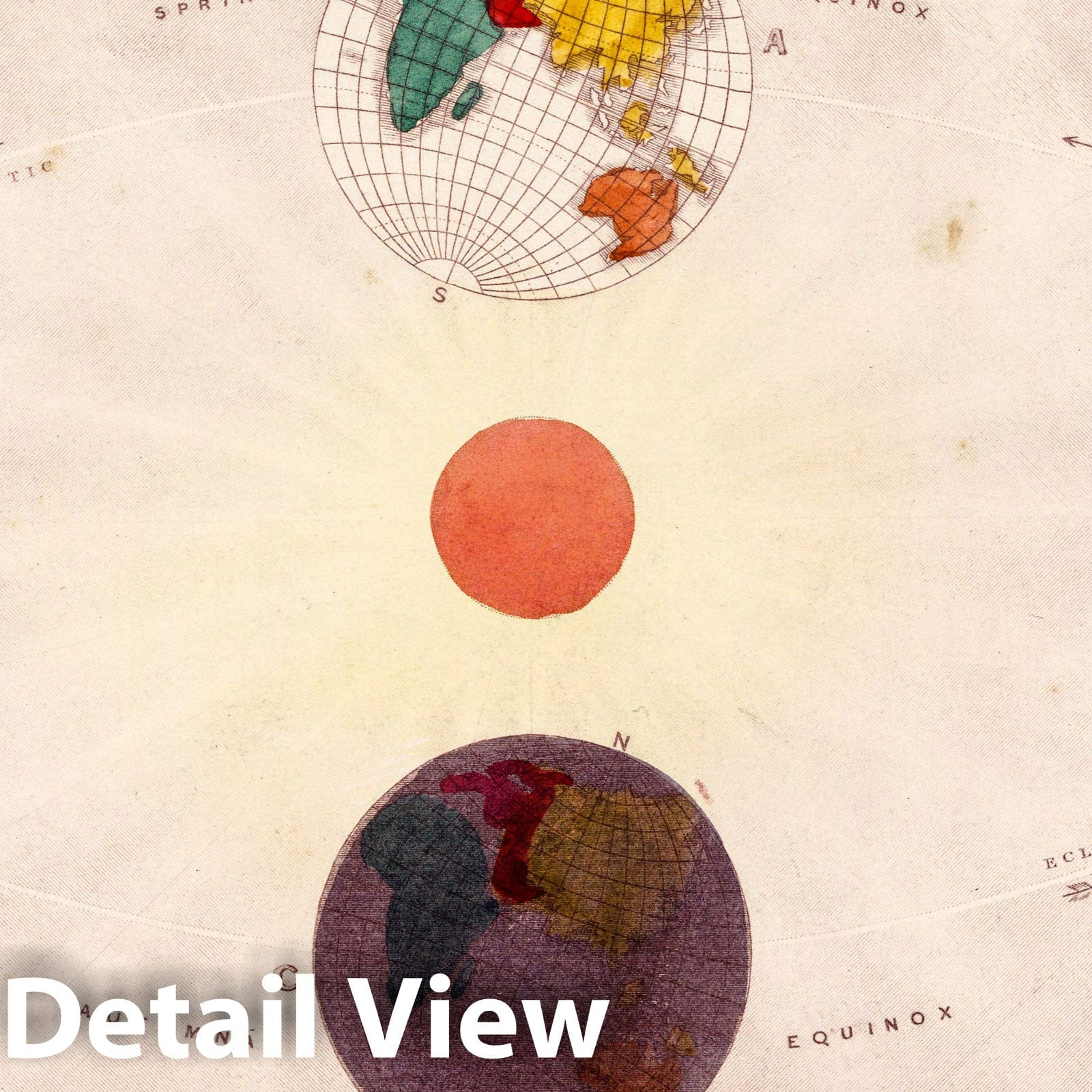 Earth and Zodiac - Celestial Map, 1851 - Historical Astronomy Print