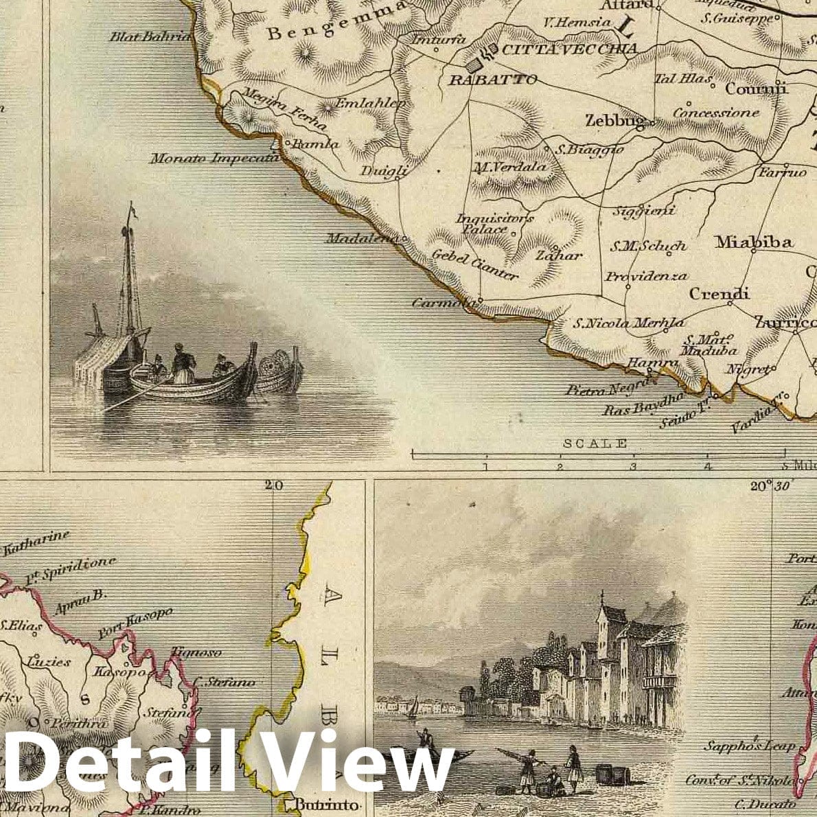 British Possessions in the Mediterranean, 1851 - Historical Map Print
