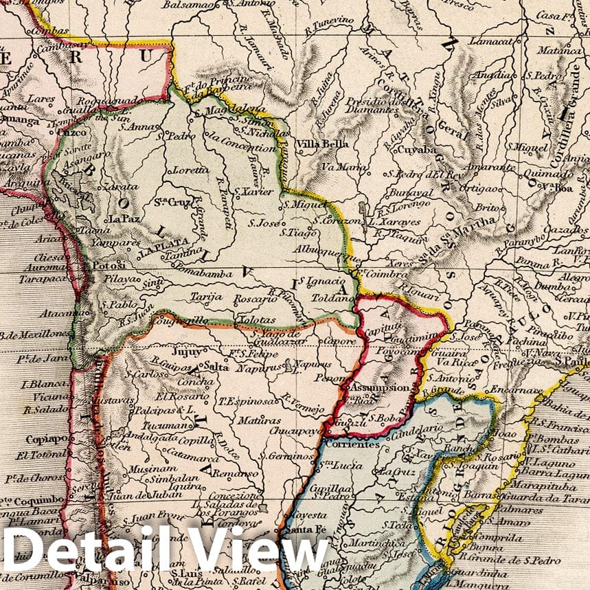 South America - River Map, 1832 - Historical Map Print