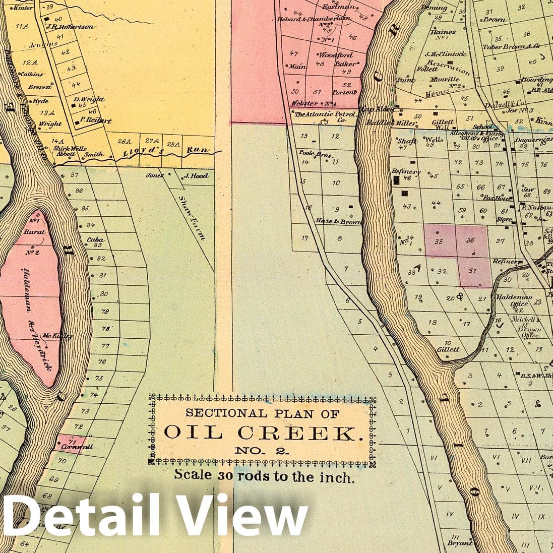 Oil Creek, Pennsylvania - Plate No. 2, 1865 Historical Map Print