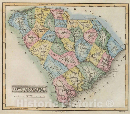 Historic Map : 1823 Sth. Carolina. - Vintage Wall Art