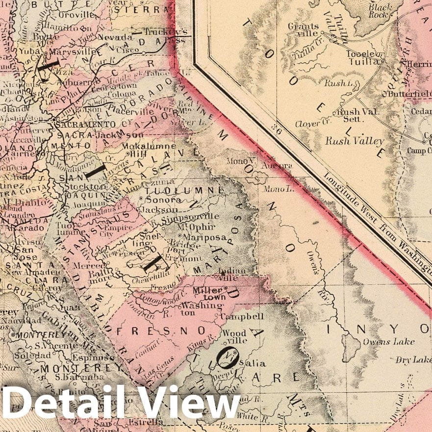 California, Utah, Great Salt Lake and San Francisco Bay, 1868 - Historical Map Print