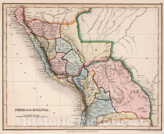 Historic Map : 1832 Peru and Bolivia. - Vintage Wall Art