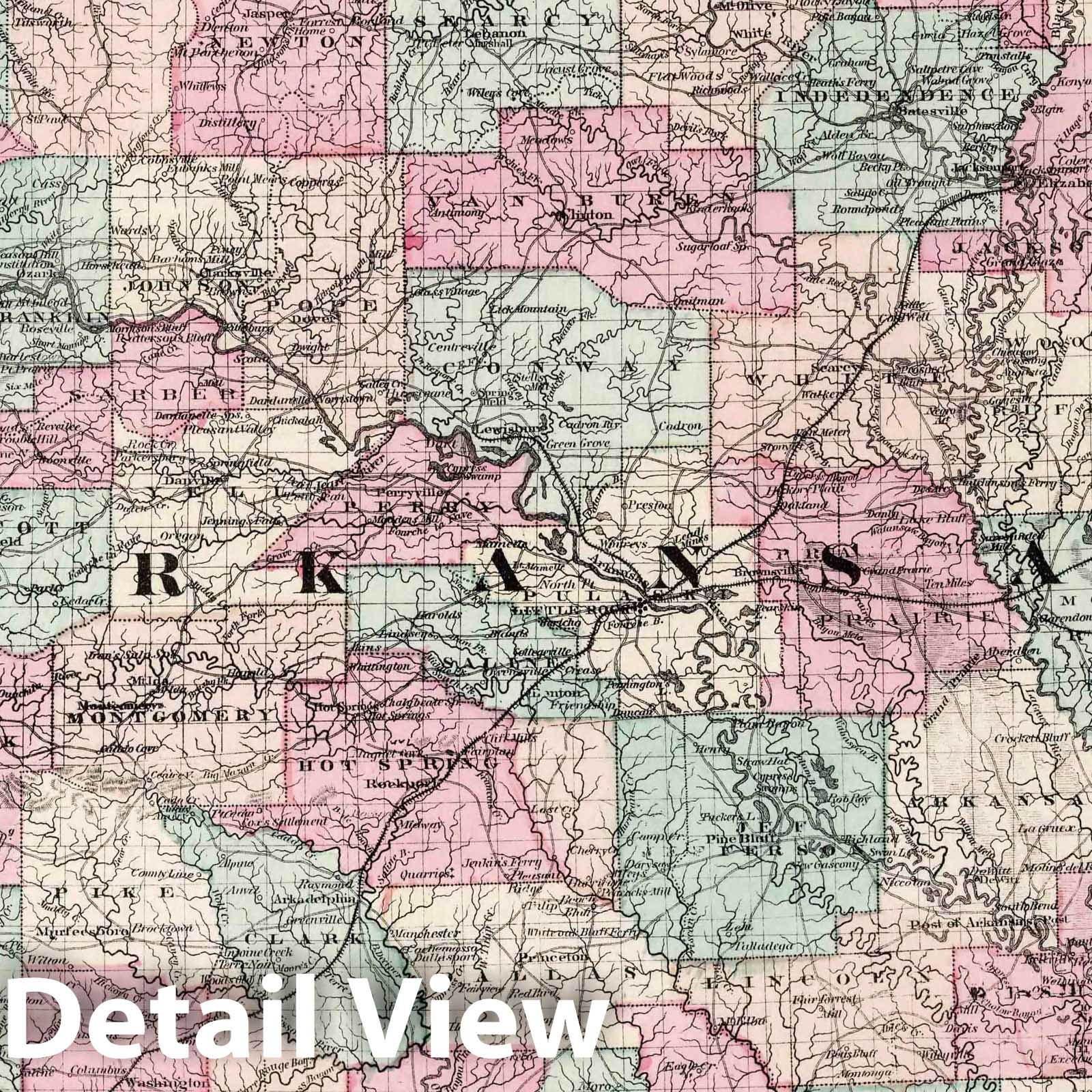 Arkansas - Survey Map, 1874 - Historical Map Print