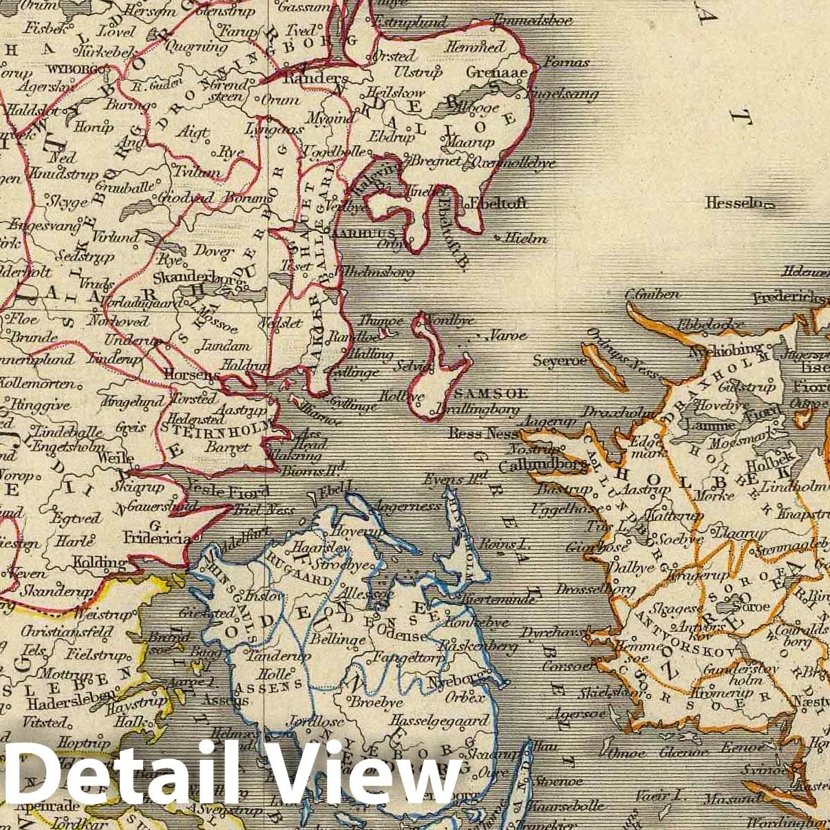 Denmark, 1851 - Historical Map Print