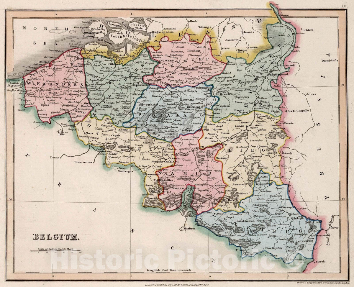 Historic Map : 1832 Belgium. - Vintage Wall Art