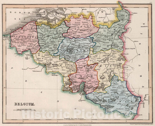 Historic Map : 1832 Belgium. - Vintage Wall Art
