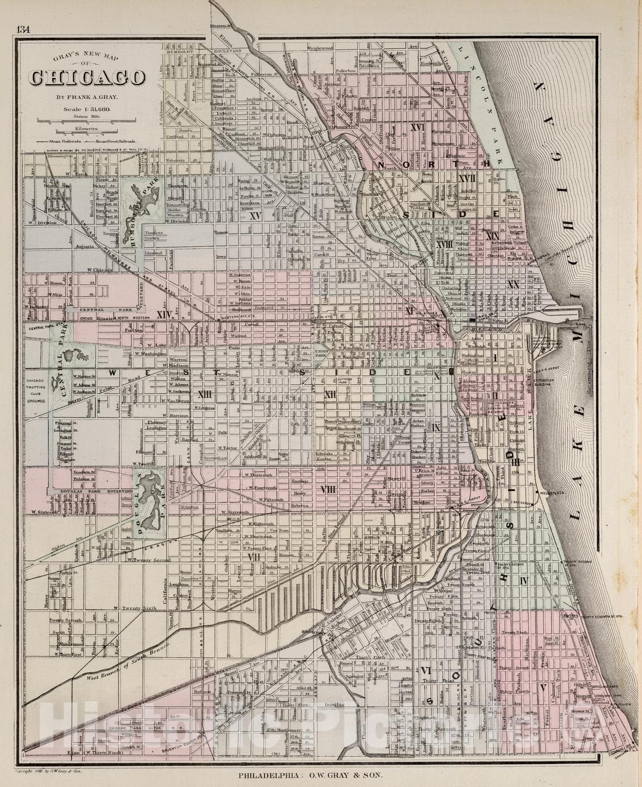Historic Map : National Atlas - 1881 Chicago. - Vintage Wall Art