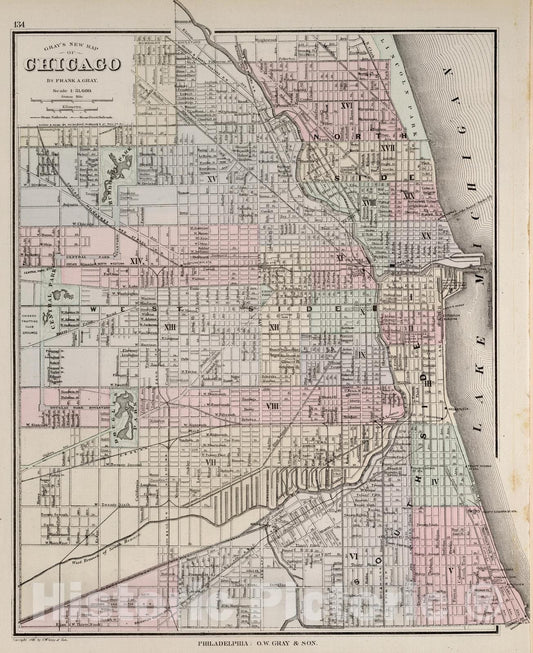 Historic Map : National Atlas - 1881 Chicago. - Vintage Wall Art