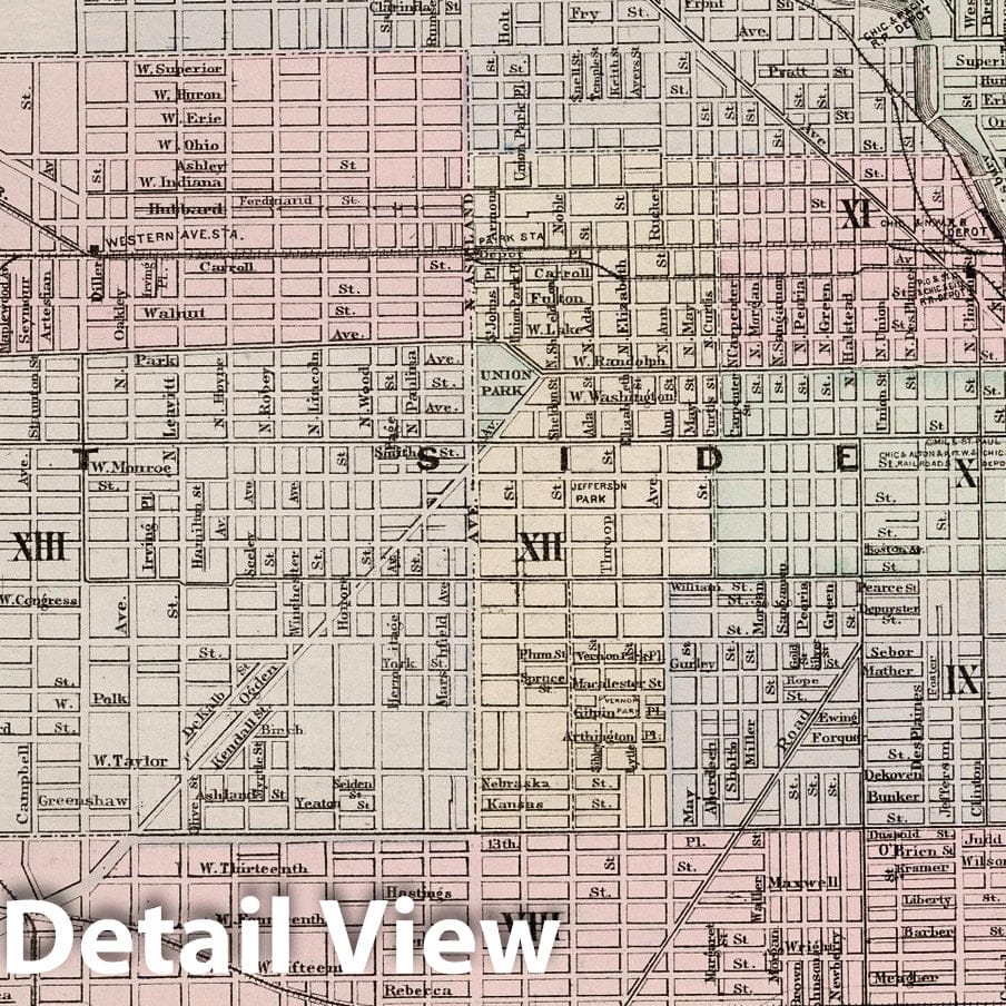 Historic Map : National Atlas - 1881 Chicago. - Vintage Wall Art