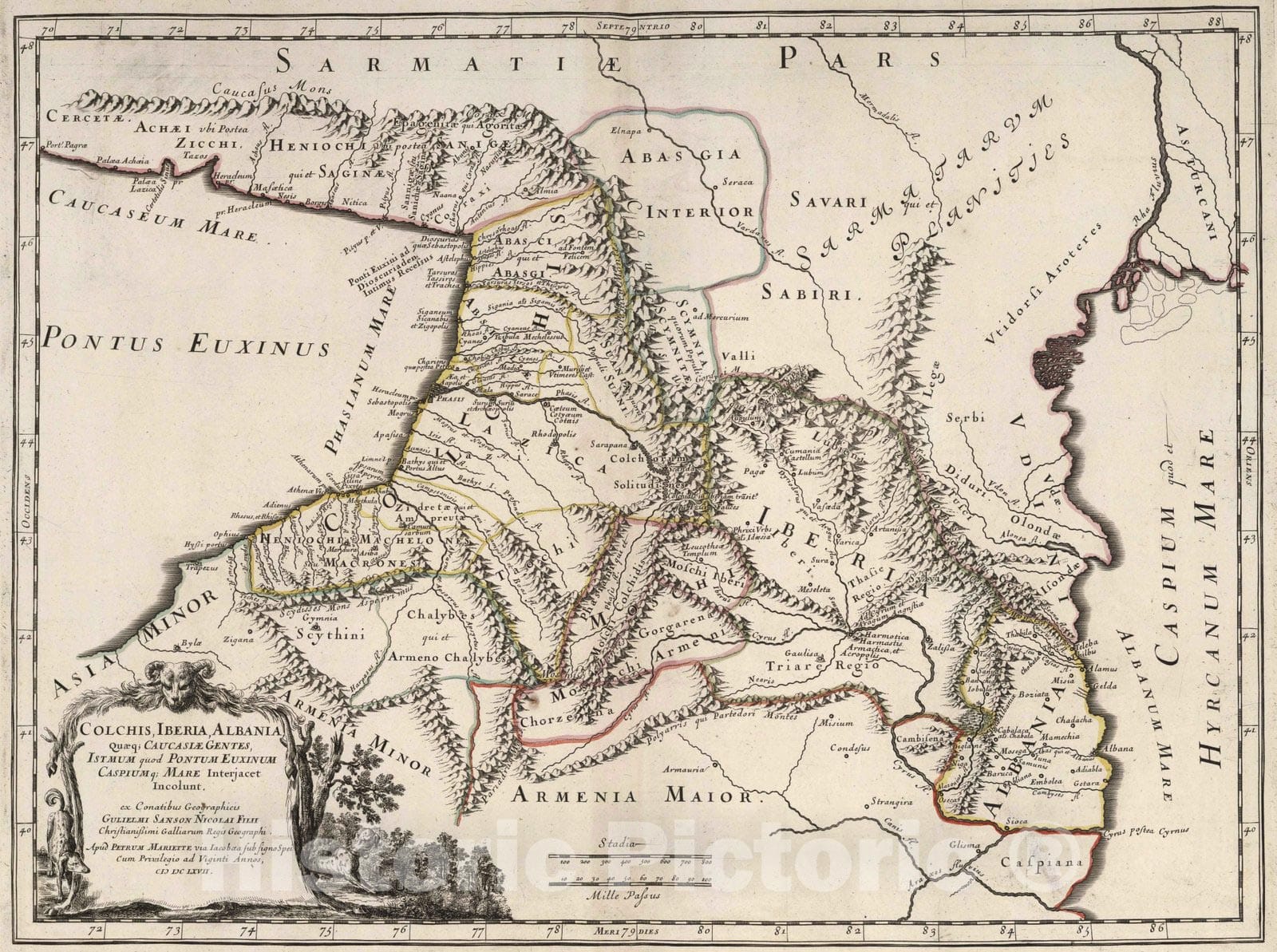 Historic Map : 1667 Georgia, Caucasus. - Vintage Wall Art