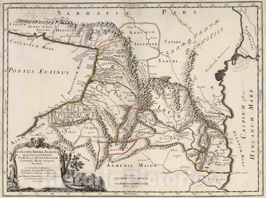 Historic Map : 1667 Georgia, Caucasus. - Vintage Wall Art