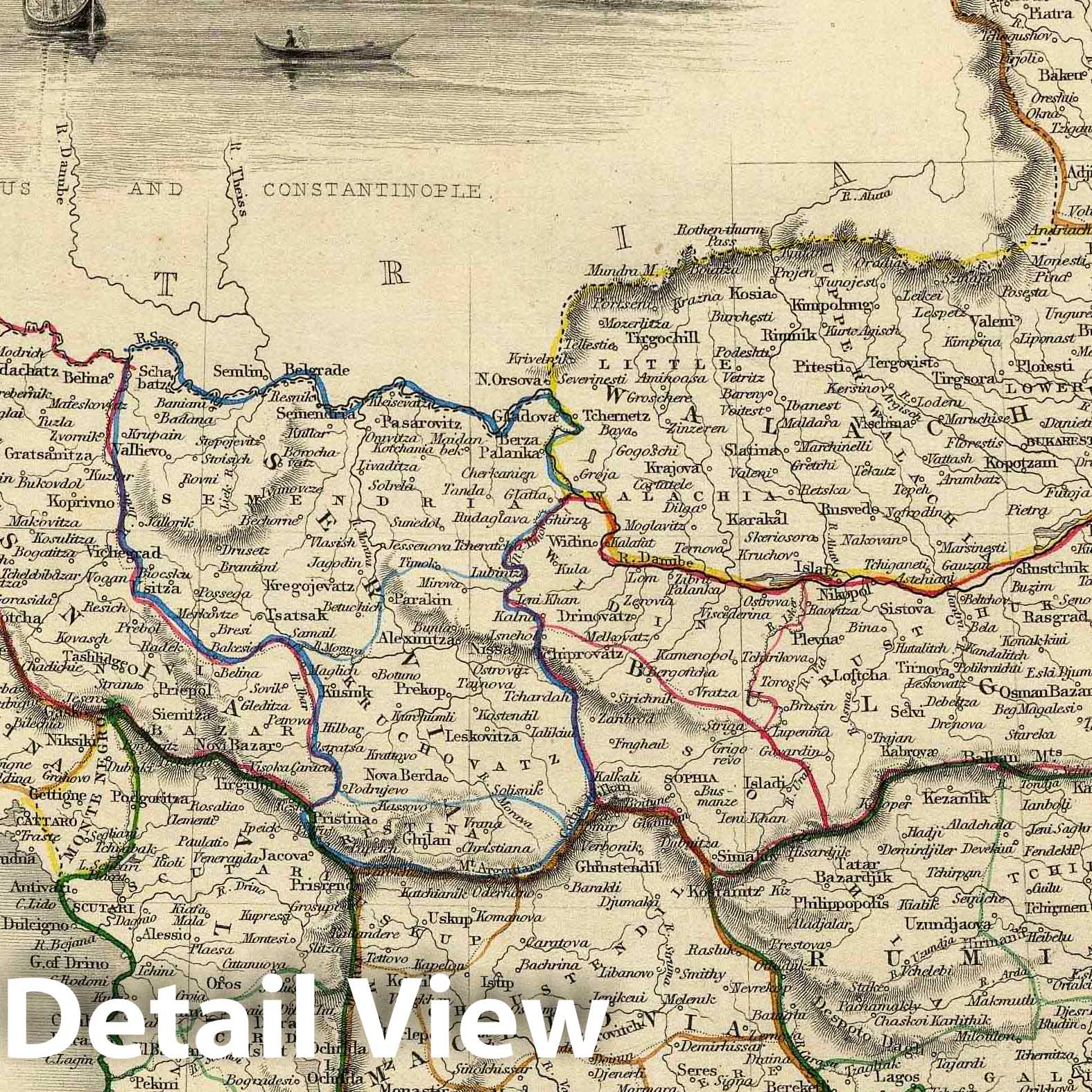 Turkey in Europe with Candia Inset Map, 1851 - Historical Map Print
